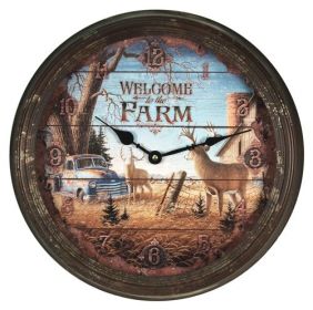 RIVERS EDGE DEER NOSTALGIC METAL CLOCK 15"