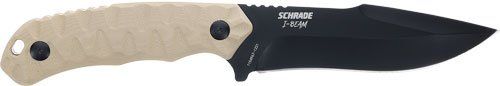 SCHRADE KNIFE I-BEAM 5" FIXED AUS-8 BLACK/FDE G10 HANDLE