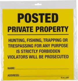 ALLEN POSTED NO TRESPASSING SIGN 12 PACK