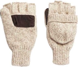 HOT SHOT BASICS RAGG WOOL POP- TOP MITTEN INSULATED OATMEAL