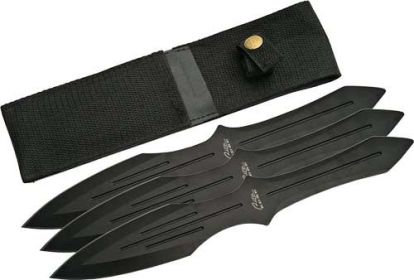 SZCO RITE EDGE 9.75" THROWING KNIFE BLACK 3PC SET W/SHEATH