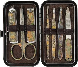 RIVERS EDGE MENS 7 PIECE MANICURE SET GREEN CAMO