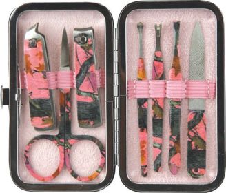 RIVERS EDGE WOMENS 7 PIECE MANICURE SET PINK CAMO