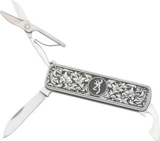 BROWNING KNIFE MORGAN FOLDER MULTI FUNCTION SCROLL ENGRAVED