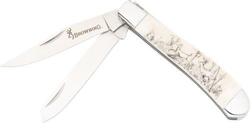 BROWNING KNIFE WHITETAIL TRAPPER 3" NATURAL BONE SCALE*