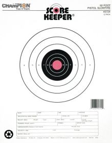 CHAMPION SCOREKEEPER, 50 FT PISTOL SLOWFIRE ORG/BLK 12-PK