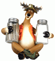 RIVERS EDGE DEER HOLDING SALT & PEPPER SHAKERS