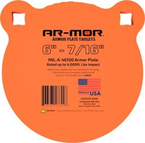 AR-MOR 6" MIL46100 STEEL GONG 7/16" THICK STEEL ORANGE ROUND