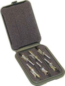 MTM MECHANICAL BROADHEAD CASE HOLDS 6 BROADHEADS ARMY GREEN