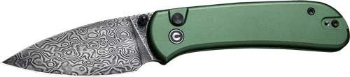 CIVIVI KNIFE QUIBIT 2.98" GREEN/DAMASCUS BUTTON LOCK