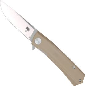 COBRATEC SERPENT FOLDER 3" SS/TAN D2 BLADE G-10 SCALES