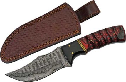 SZCO RITE EDGE 4" BUFFALO HORN /TWISTED WOOD DAMASCUS W/SHTH