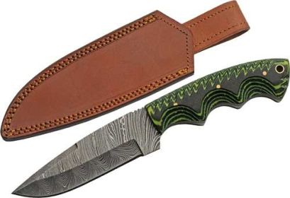 SZCO RITE EDGE 5" TREE RIDGE MICARTA DAMASCUS CP W/SHEATH