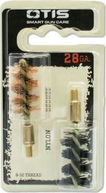 OTIS BORE BRUSH .28 GA 2-PACK 1-NYLON 1-BRONZE 8-32MM THREAD