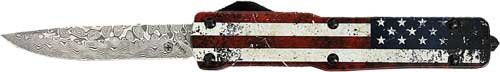 TEMPLAR KNIFE SLIM OTF US FLAG 3.5" DAMASCUS DROP PNT!