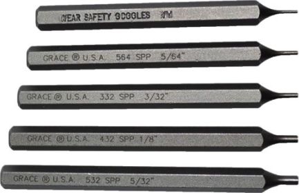 GRACE USA STARTER SHORT PIN PUNCH SET STEEL 5PC