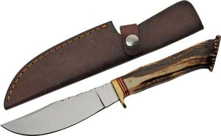 SZCO STEEL STAG 5" STAG HUNTER DEER ANTLER HANDLE SS BLADE
