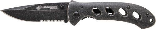 S&W OASIS SMALL LINER LOCK KNIFE 2.6" STONEWASH BLADE