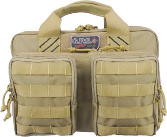 GPS QUAD+2 PISTOL CASE W/2-REMOVABLE POUCHES TAN