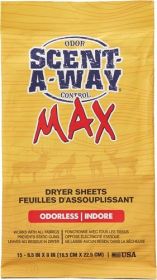 Hs Dryer Sheets Scent-A-Way (Option: Max Oderless 6.5"X9" 15Pk)