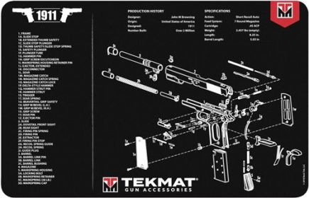 TEKMAT ARMORERS BENCH MAT (Option: 11"X17" 1911 Pistol)
